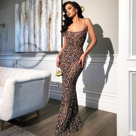 leopard animal printed maxi dress