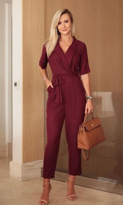 half sleeve jumpsuit as fashionable women's work outfits