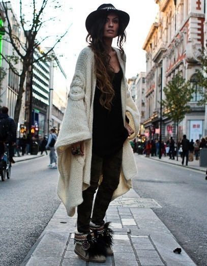 getting contry boho style with oversized cardigans