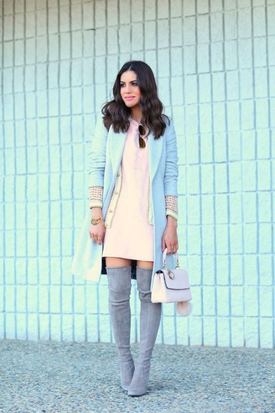 layering mini dress with coat as your female outfit idea