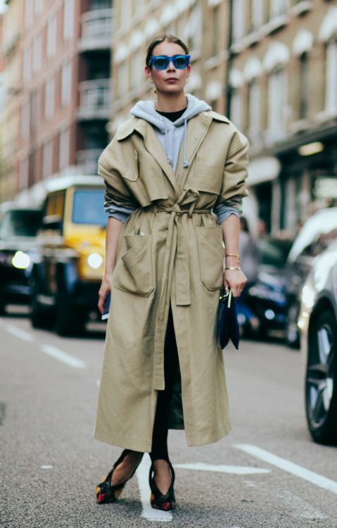 Trench coat with Hoodie as unique winter outfit