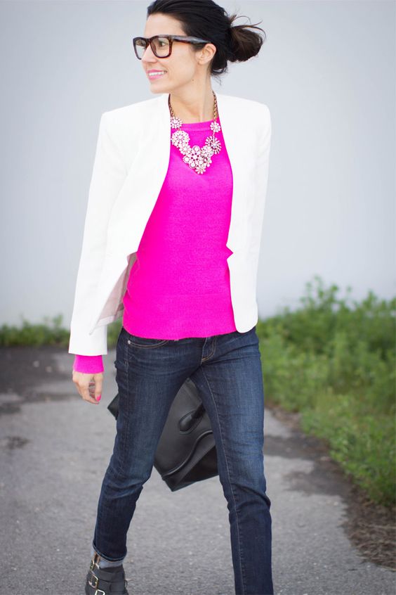 neon pink and white to give color clashing style into your outfits 