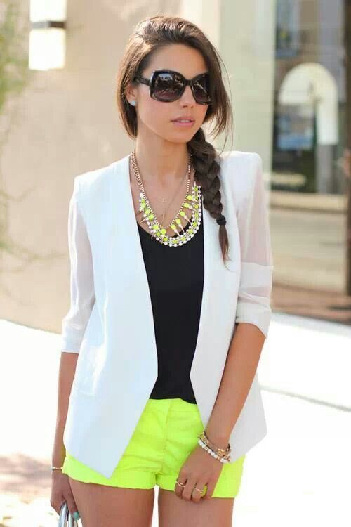 neon yellow and white black color to bring color clashing combination