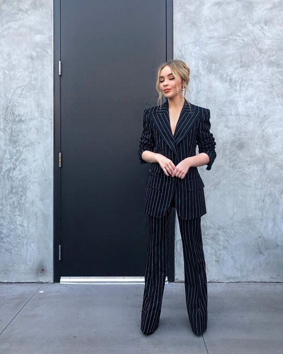 striped suits for women's work outfits