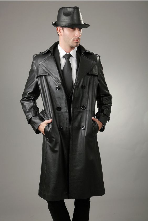 Long Leather Men's Coat