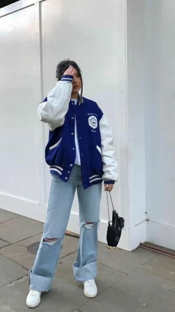 wearing bomber jackets as college outfit style