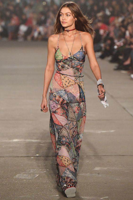strappy maxi dress with patchwork style