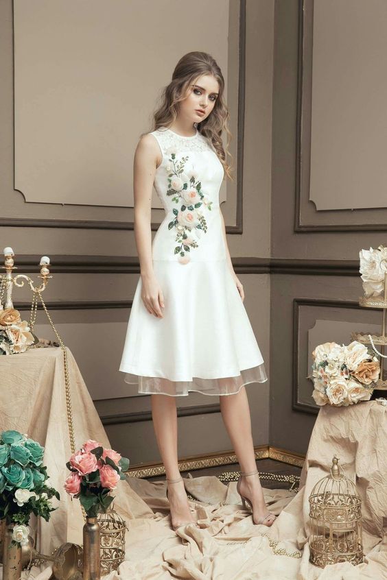 floral ribbon embroider in dresses