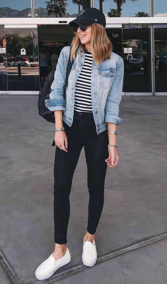 casual style in your college outfit with a denim jacket