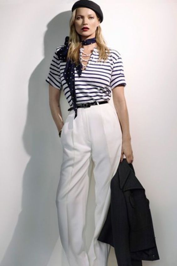 contemporary women's outfit ideas in nautical fashion style