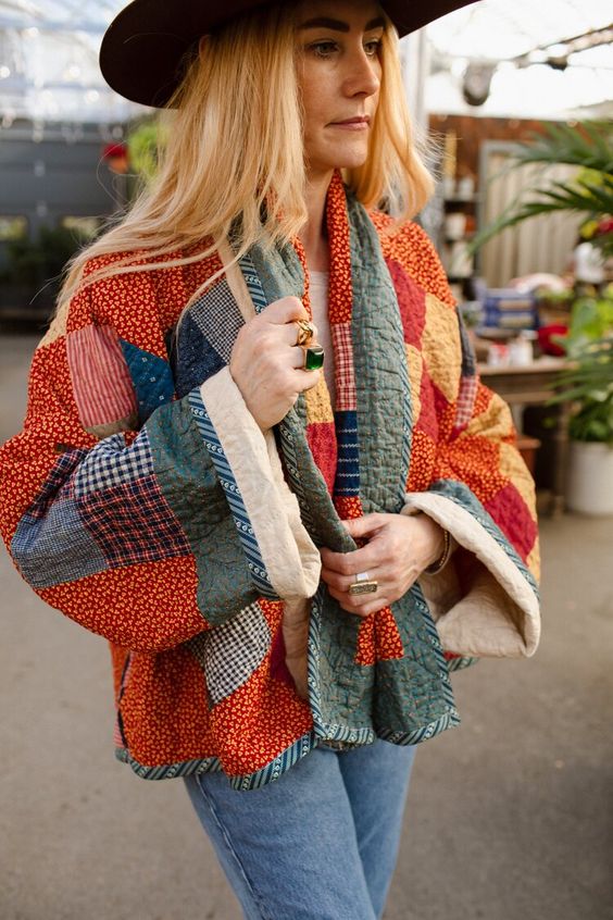 patchwork outfit ideas in cardigan