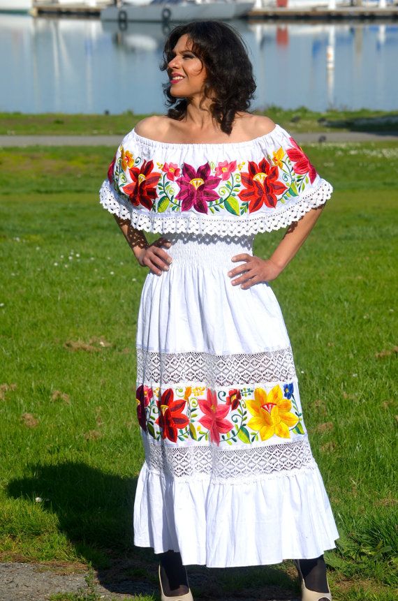 Mexican embroidery for beautiful modern folk dress