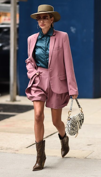 blazer outfit style in short suits