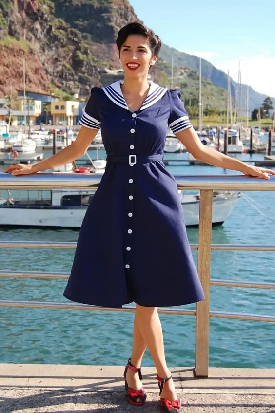 sailor midi dress for vintage style