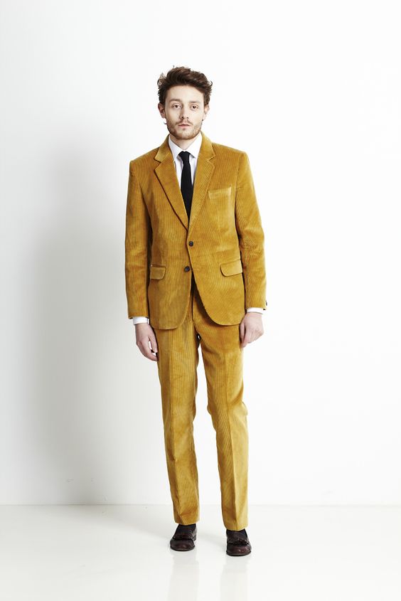 mustard yellow colors in suits for vintage style