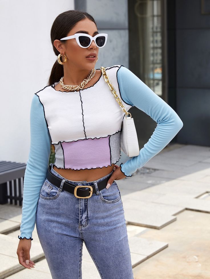 patchwork tops as smart outfit ideas