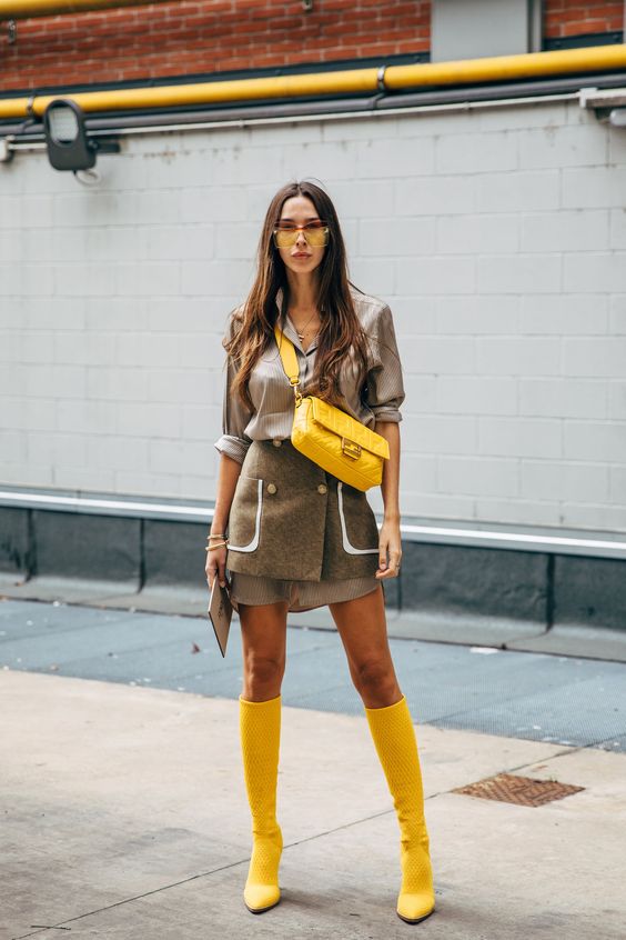 yellow high knee boots for fashionable outfits