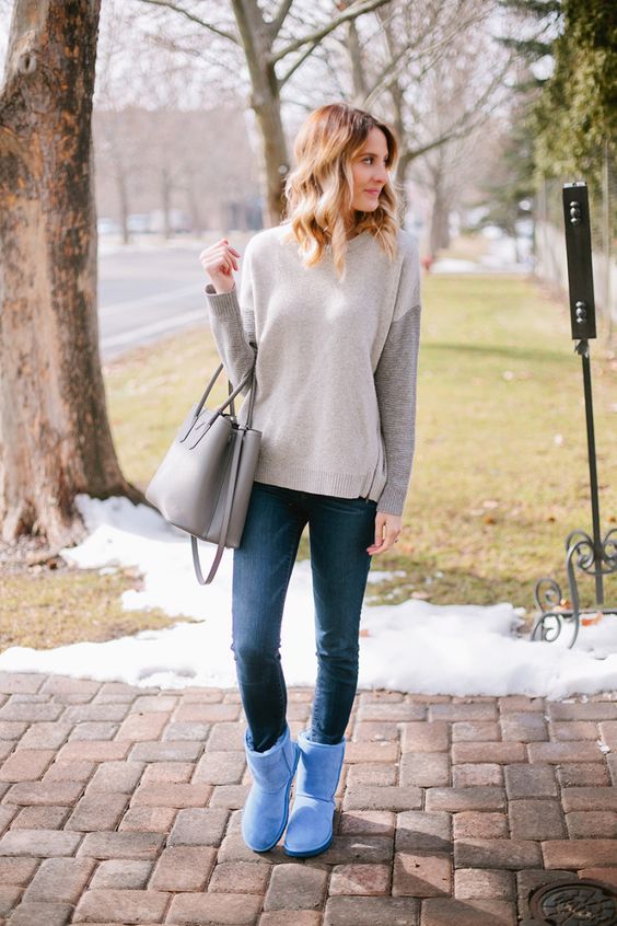 blue pastel ugg boot in your outfit ideas