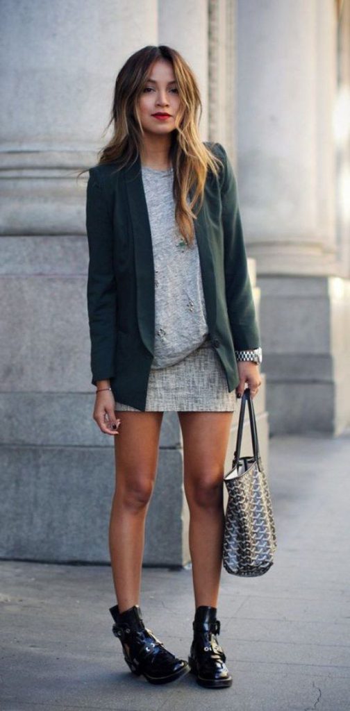mini dress and blazer is an effortless style