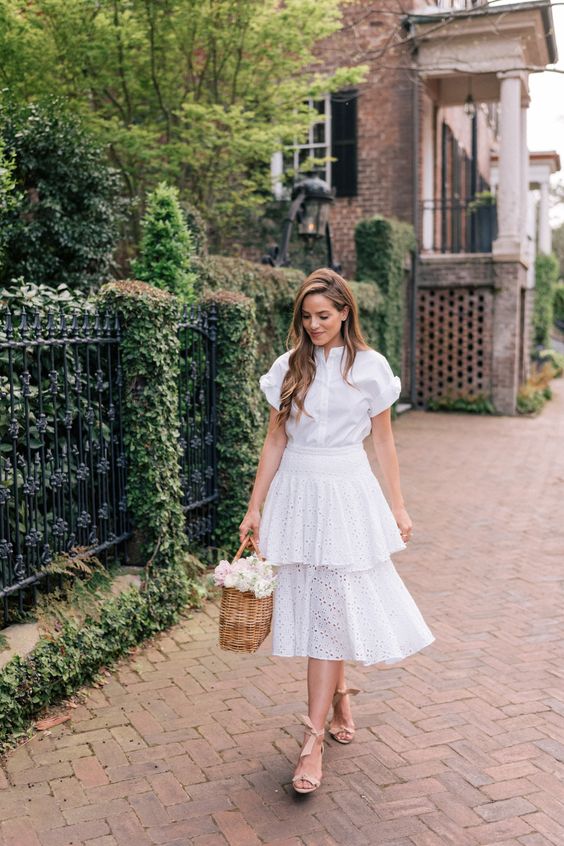 cute spring outfit ideas with monochrome in a white