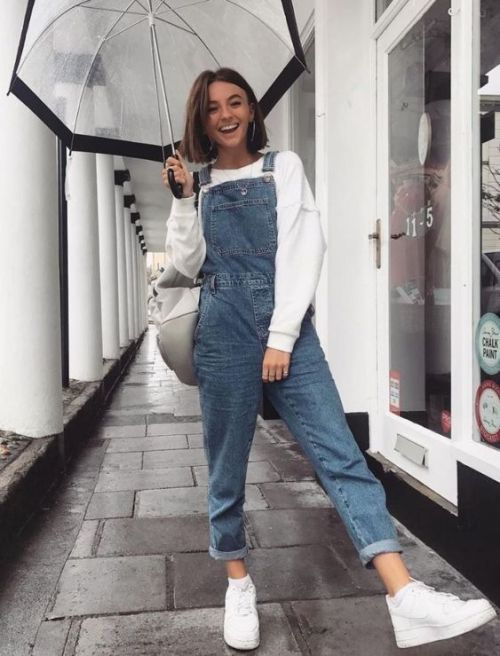 cute style in jeans jumpsuit