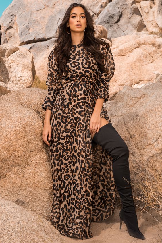 elegant maxi dress for knee high boot style