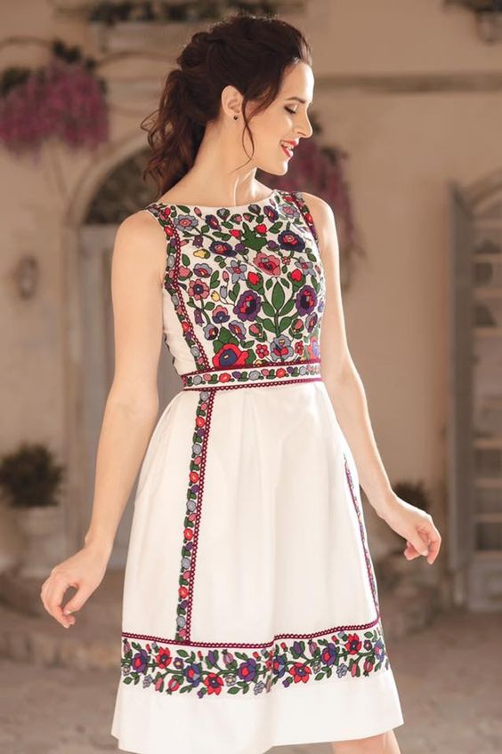 Hungarian floral embroidery in mini dress