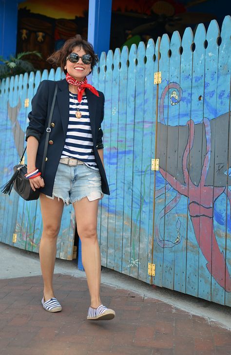 Breton striped outfit in nautical fashion style