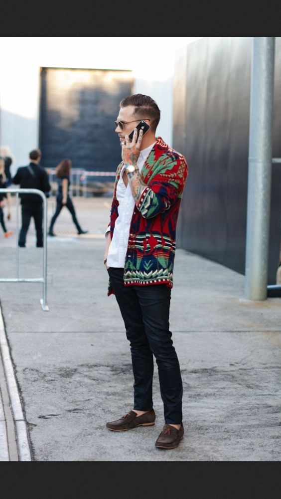 funky and trendy bohemian style for men with a blazer