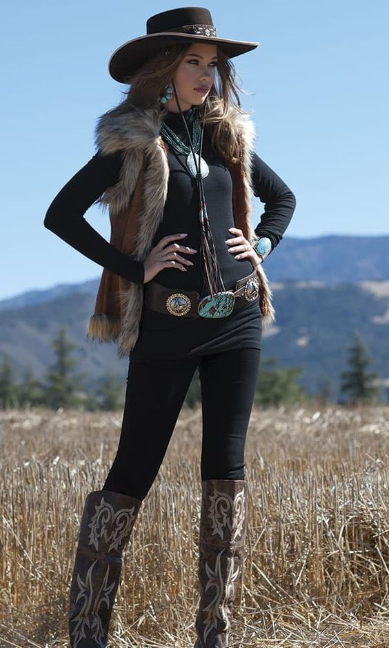 vest on cowgirl outfit style