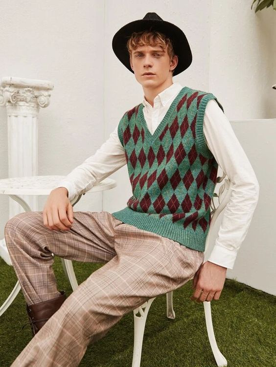 countryside style in sweater vest outfit ideas for men
