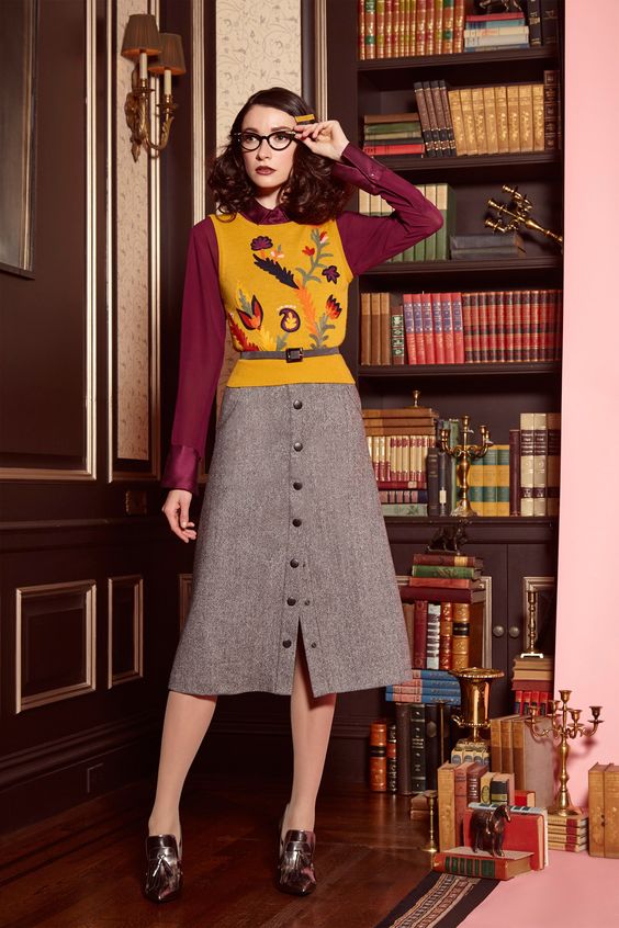 librarian style in geeky chic outfit ideas