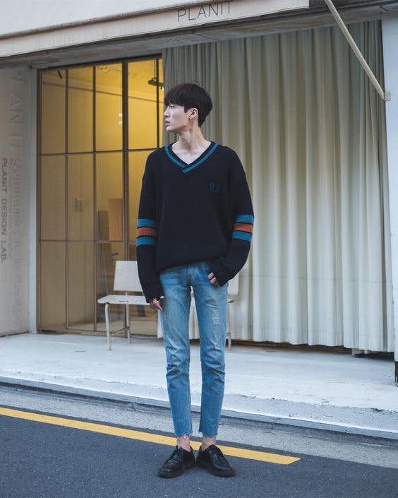 stripes for classic pattern in men's korean outfit ideas