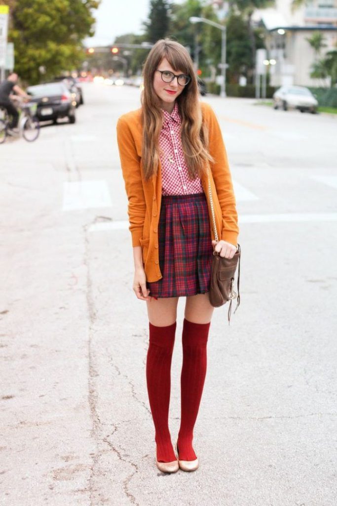nerdy style with bright outfits