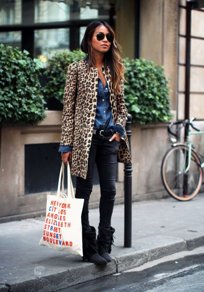 bohemian outfit with leopard blazer