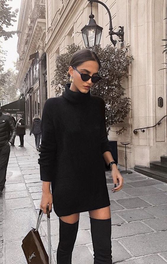 turtle neck and over-knee boots