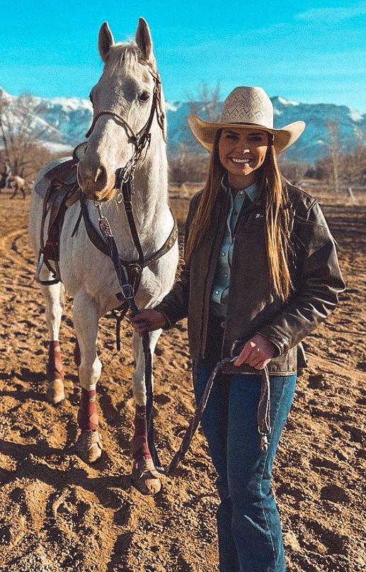 Comfortable riding a horse with layered style