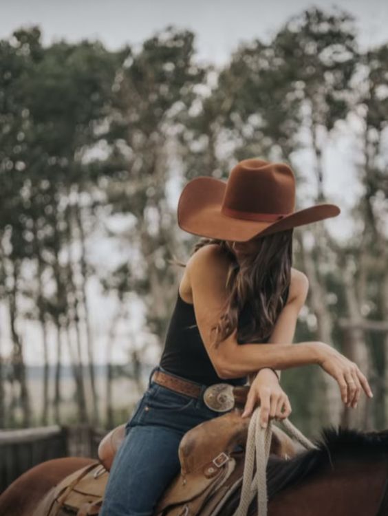 brown leather cowboy hat