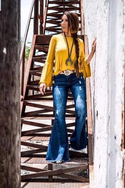 cowgirl style with flare pants