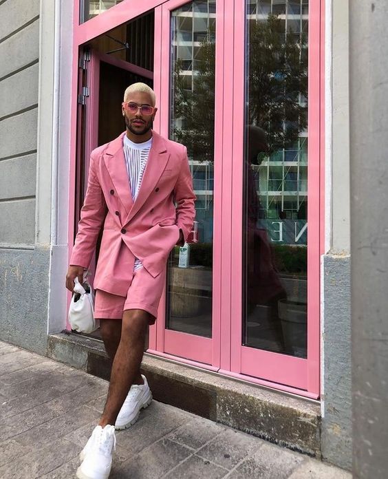 Hard pastel pink in short suits