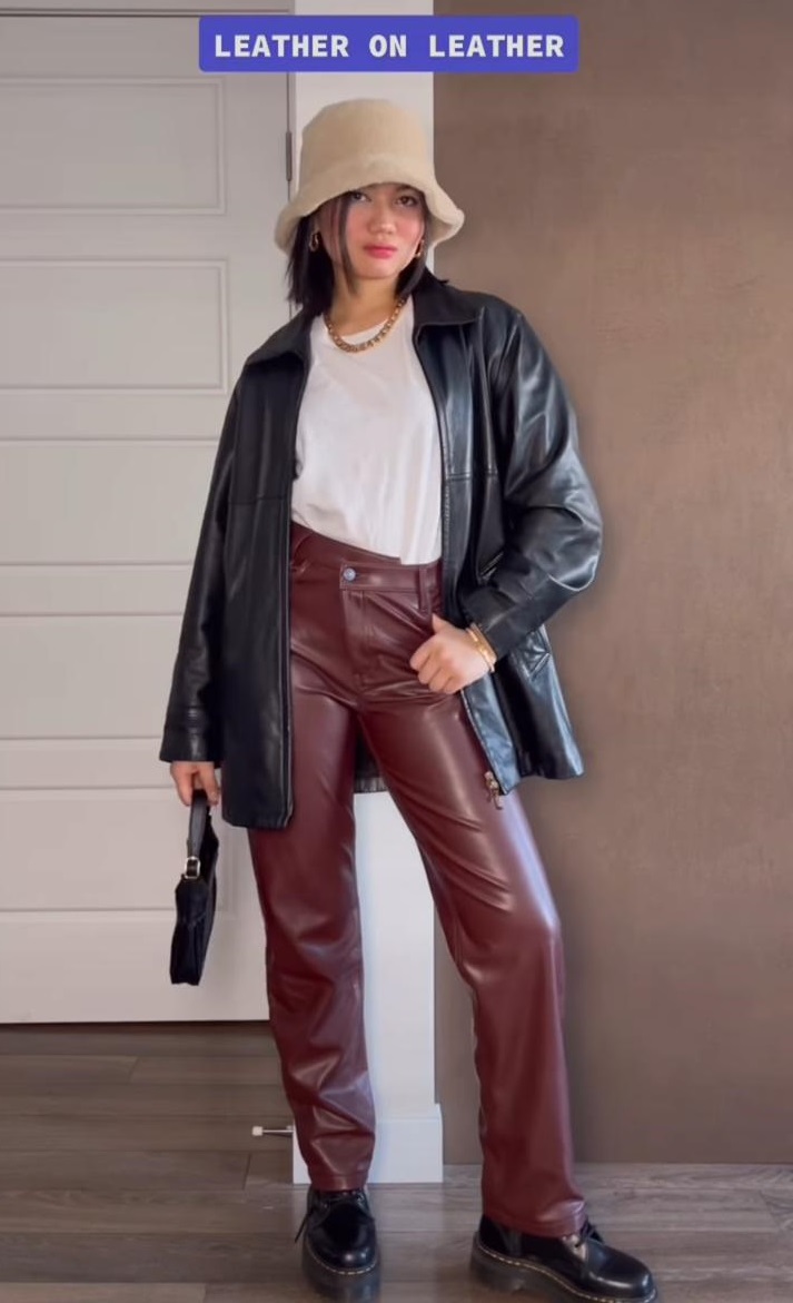 Wear Your Basic T-Shirt among Leather Clothes for chic style
