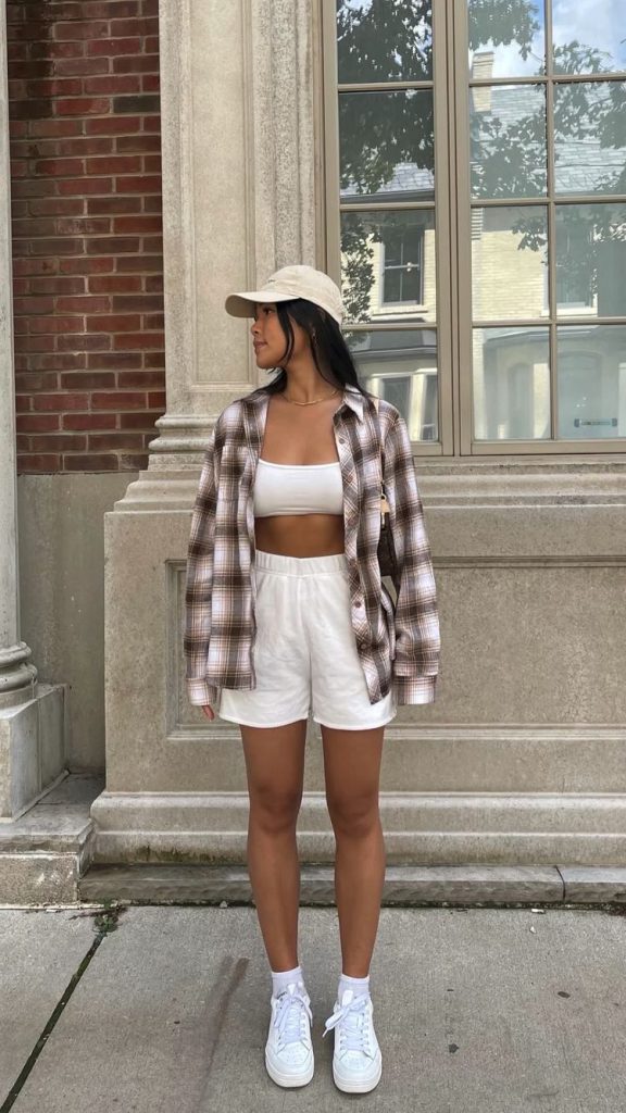 flannel and shorts for stylish summer outfits