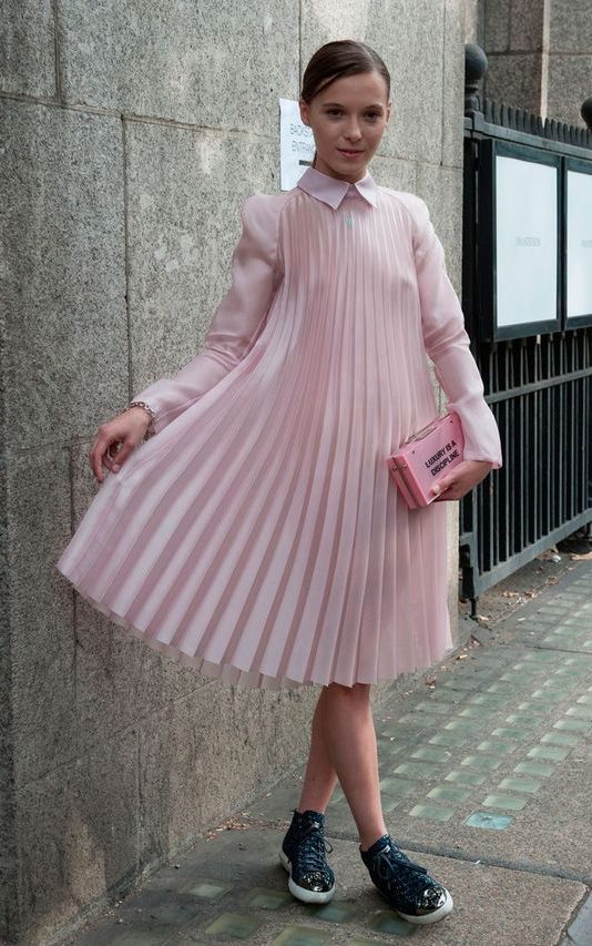 Pretty in pink Pleated Dress and sneaker style