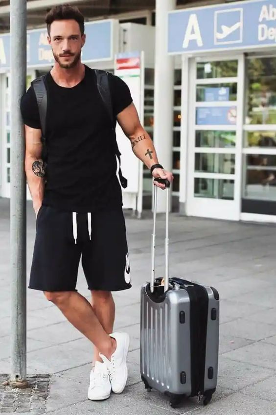 Casual Style with Shorts for airport outfit ideas