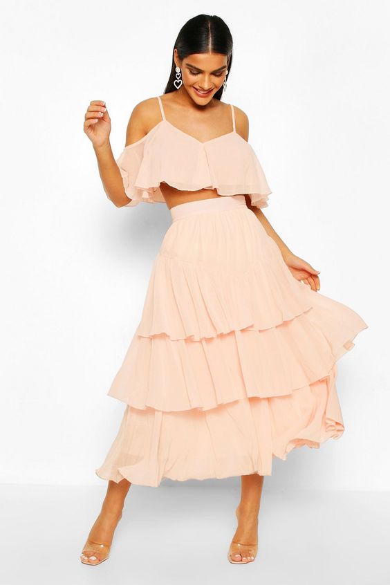 Chiffon Ruffle Dress for Summer Festive