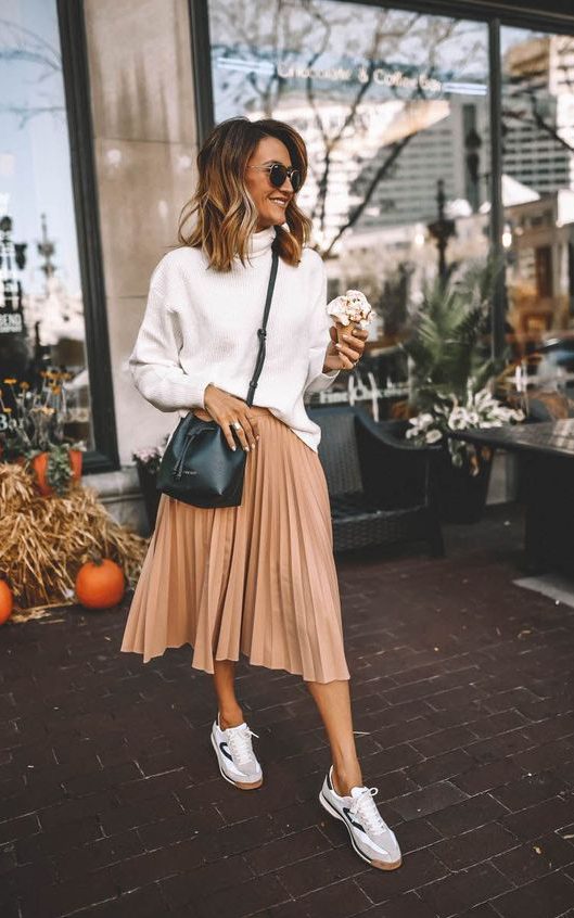 Paired with a Pleated Skirt for chic inspo outfit looks