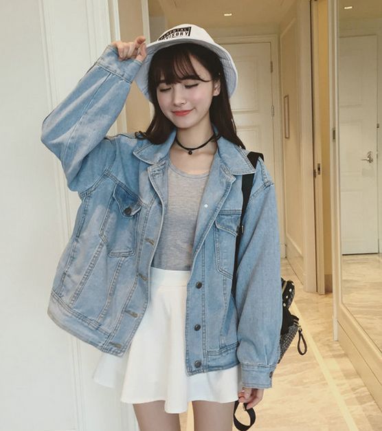 oversized Denim Jacket in Tennis Skirt Style