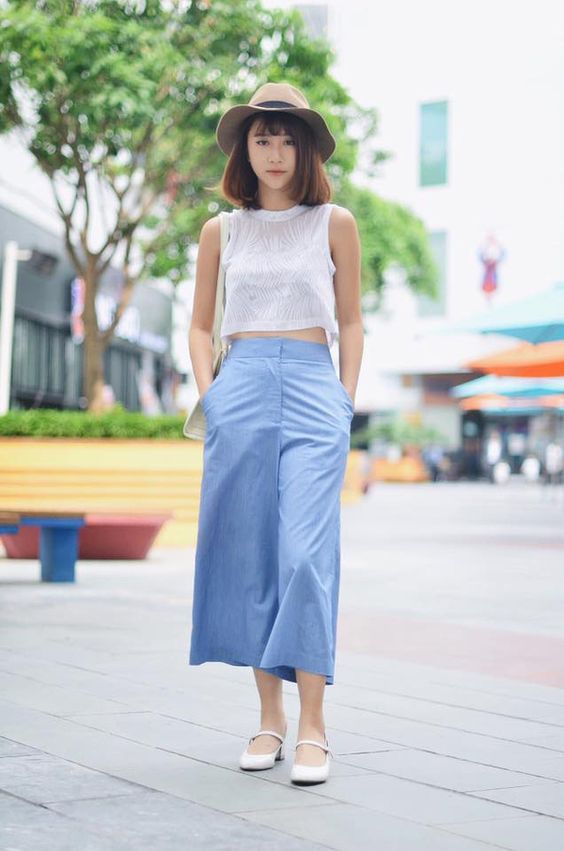  Cropped Top with Culotte for cute outfit ideas