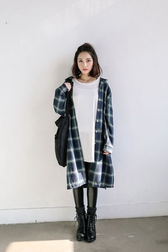 Elongate Style with Long Flannel Outwear
