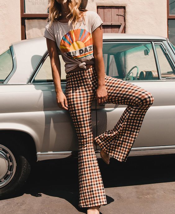 Plaid Flare Pants